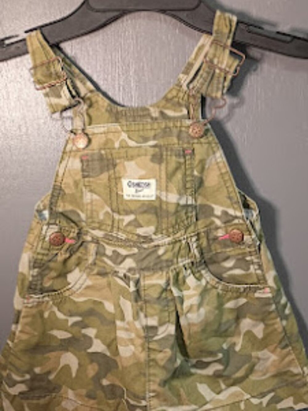 OshKosh B'gosh Green Camouflage Jumper Skirtall Dress 24M